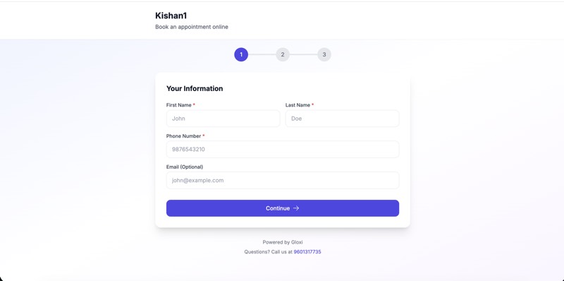 Gloxi Online Booking